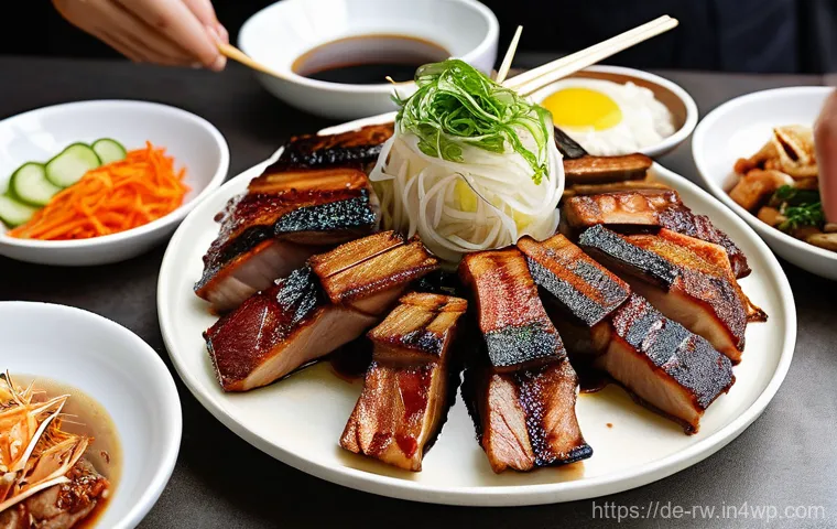 전통 조미료로 만든 한국식 바베큐 - Image Prompt 1: The Vibrant Korean BBQ Dining Experience**